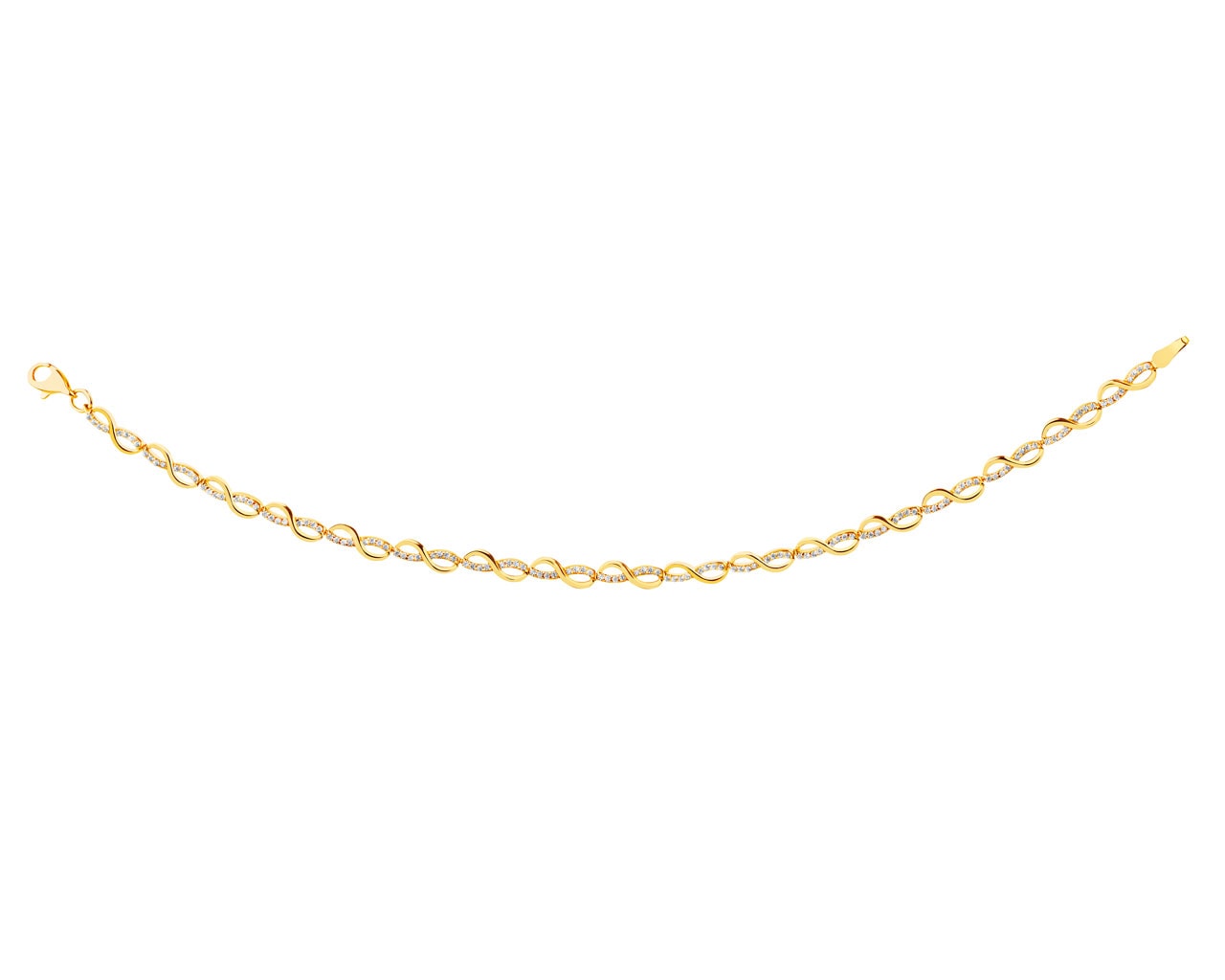 Złota bransoletka z cyrkoniami - nieskończoności
