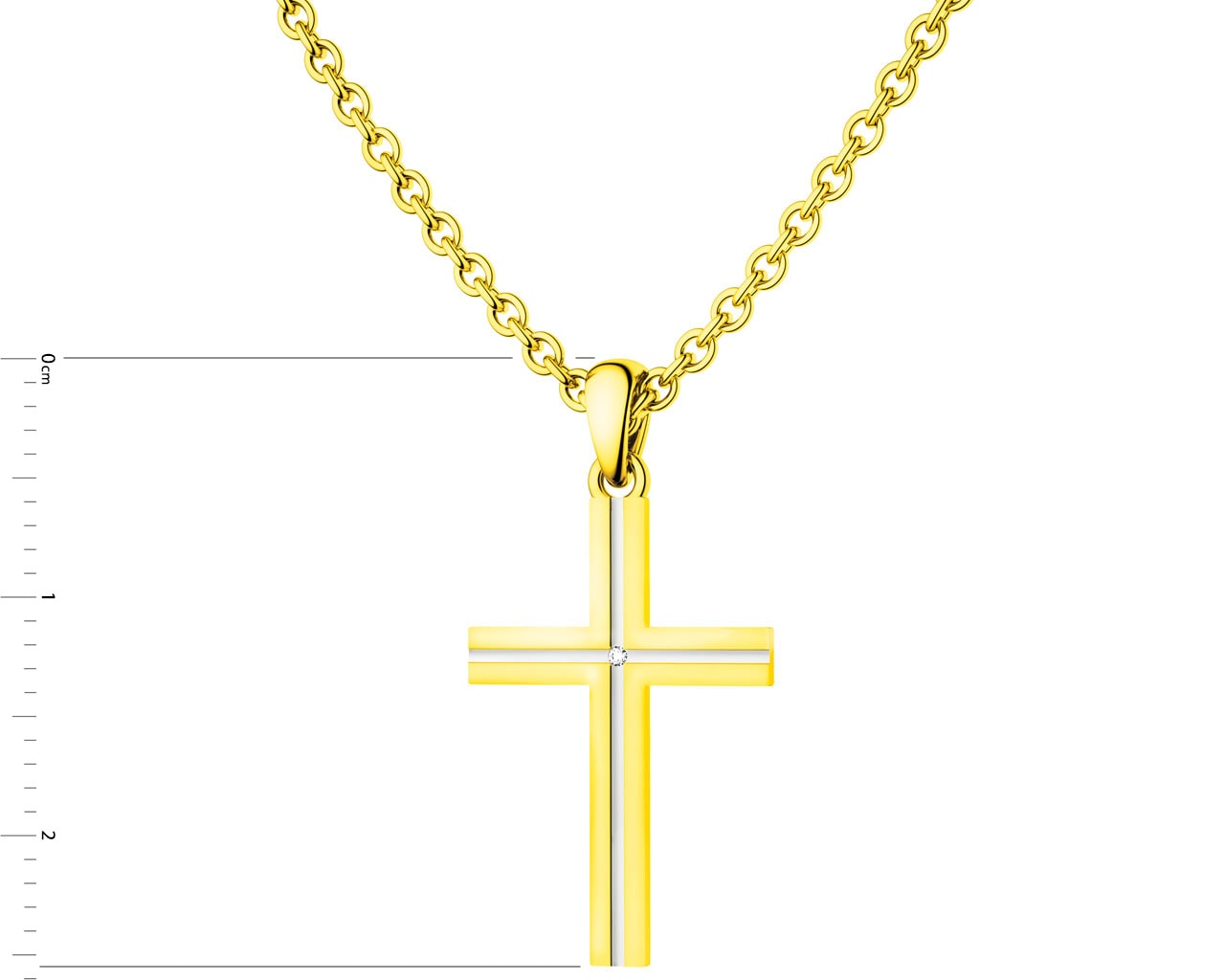 Zawieszka z żółtego złota z diamentem - krzyż
