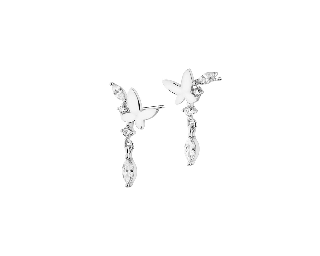 Kolczyki srebrne z cyrkoniami - motyle