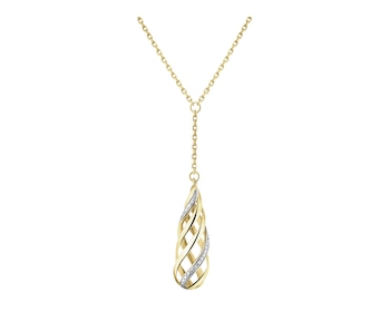 9 K Rhodium-Plated Yellow Gold Necklace with Diamond - 0,003 ct - fineness 9 K