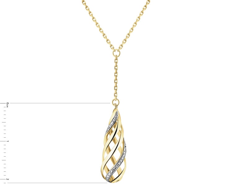 9 K Rhodium-Plated Yellow Gold Necklace with Diamond - 0,003 ct - fineness 9 K