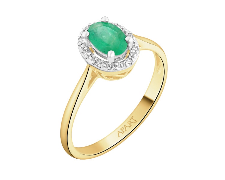 14 K Rhodium-Plated Yellow Gold Ring - fineness 14 K