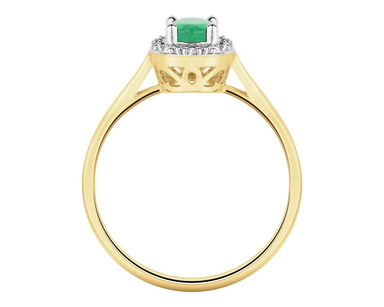 14 K Rhodium-Plated Yellow Gold Ring - fineness 14 K