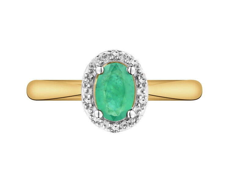 14 K Rhodium-Plated Yellow Gold Ring - fineness 14 K