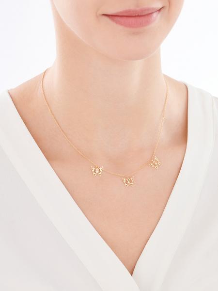 Gold plated silver necklace - butterflies