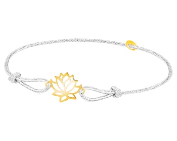 Bransoletka z elementami z żółtego złota - kwiat lotosu