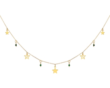 Zlatý náhrdelník se sklem, anker - hvězdy