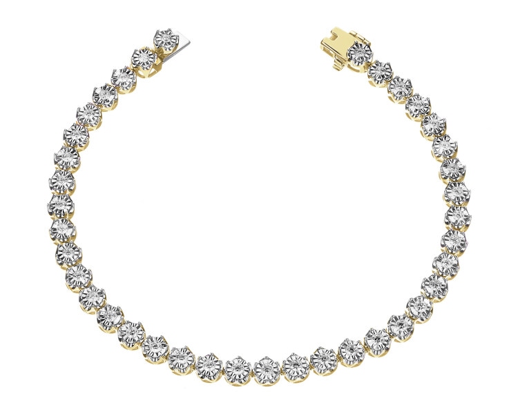 585 Yellow And White Gold Plated Tennis Bracelet with Diamonds - 1,00 ct - fineness 585