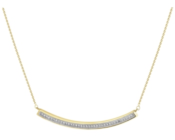 14 K Rhodium-Plated Yellow Gold Necklace with Diamonds - 0,10 ct - fineness 14 K