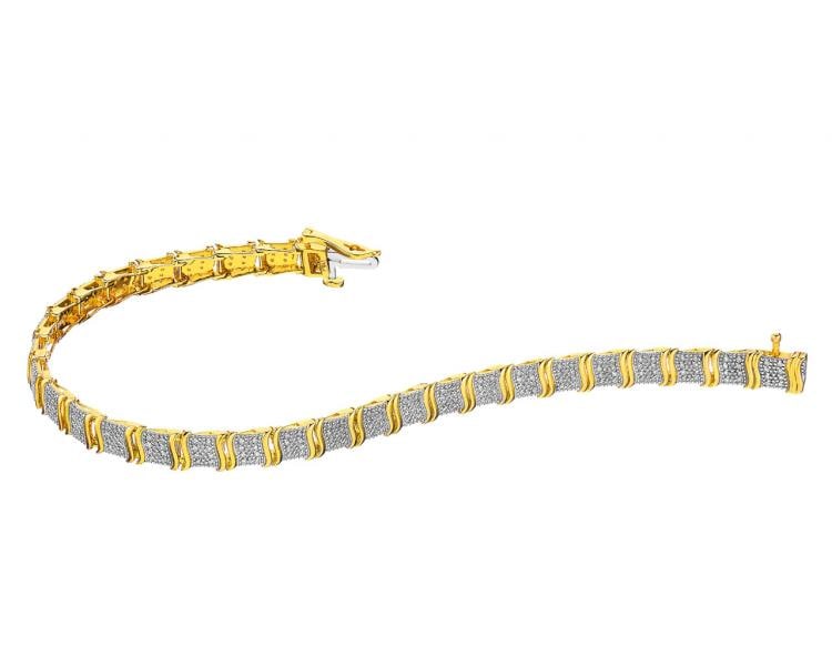 Bransoletka z żółtego złota z diamentami - 18 cm - 0,48 ct - próba 585