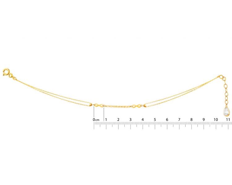 Złota bransoletka z cyrkonią, ankier - nieskończoności