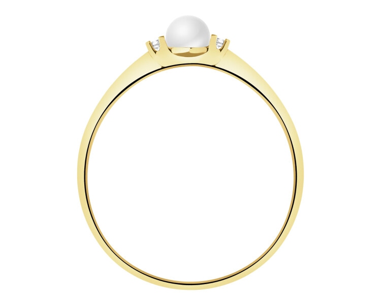 8 K Yellow Gold Ring with Pearl