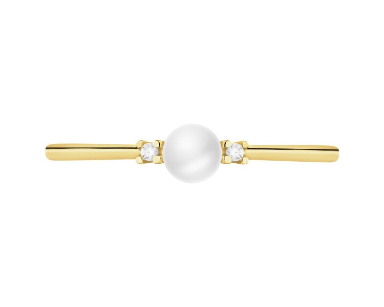 8 K Yellow Gold Ring with Pearl