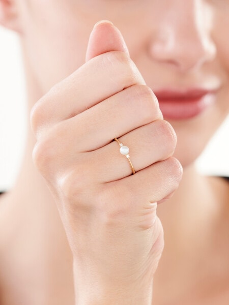 8 K Yellow Gold Ring with Pearl