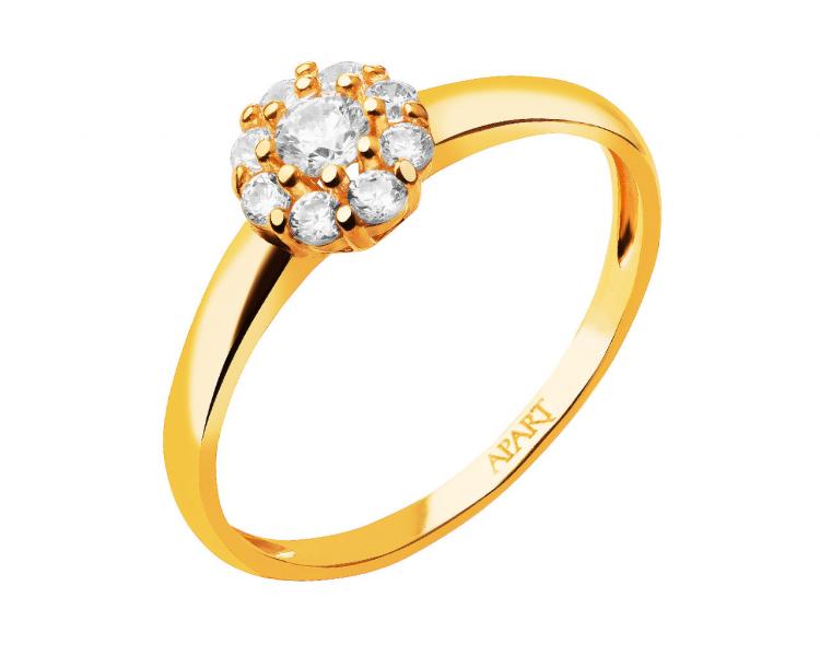 Zlatý prsten se zirkony - květ