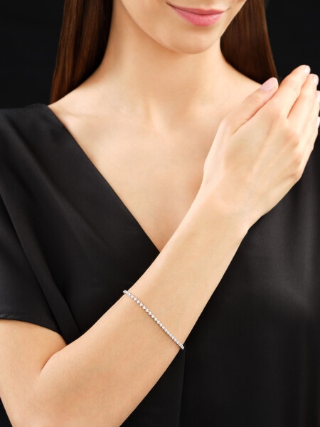Bransoletka z białego złota z brylantami - 18 cm - 0,76 ct - próba 585