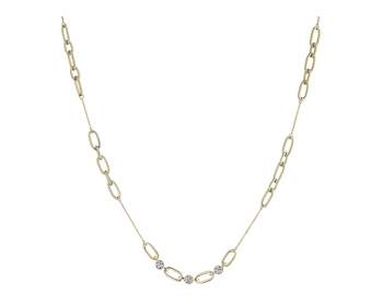 14 K Rhodium-Plated Yellow Gold Necklace with Diamonds - 0,01 ct - fineness 14 K