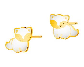 Złote kolczyki z emalią - koty