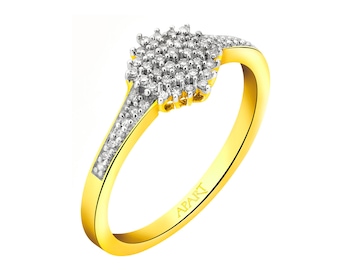 Zlatý prsten s diamanty  0,15 ct - ryzost 585