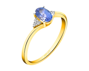 Zlatý prsten s brilianty a tanzanitem 0,03 ct - ryzost 585