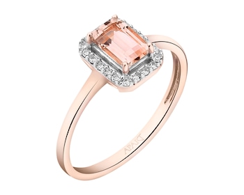 14 K Rhodium Plated Rose Gold Ring  - fineness 14 K