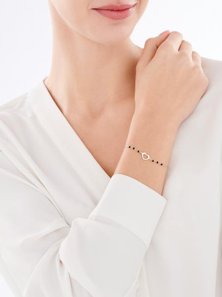Silver bracelet with glass - heart