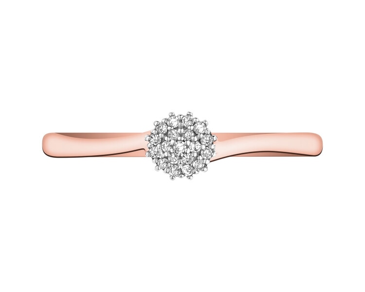 Pierścionek z różowego złota z diamentami - 0,03 ct - próba 585