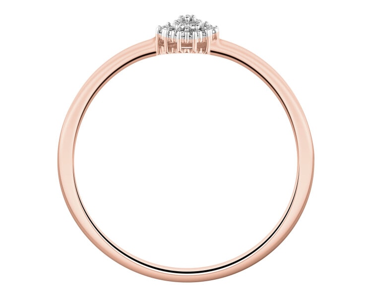 Pierścionek z różowego złota z diamentami - 0,03 ct - próba 585