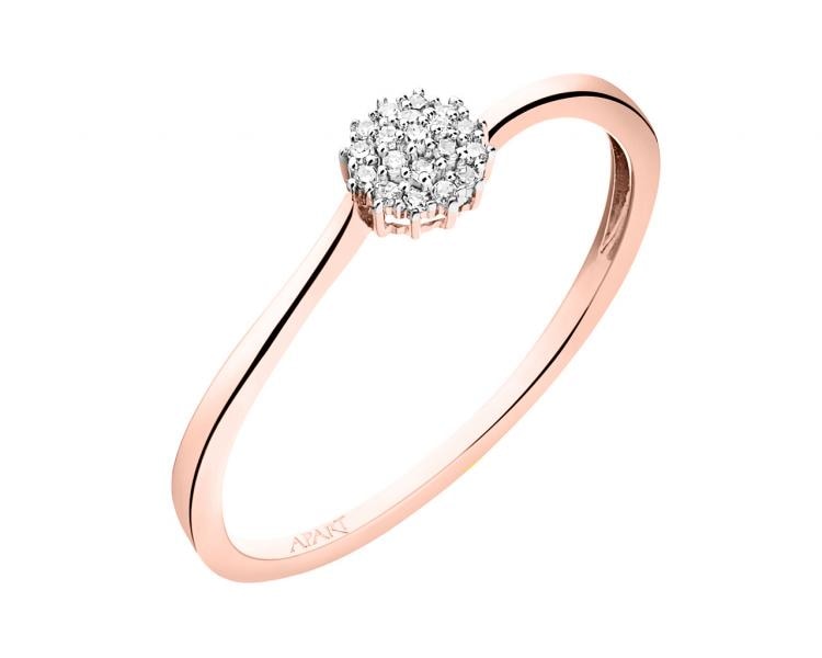 Prsten z růžového zlata s diamanty 0,03 ct - ryzost 585