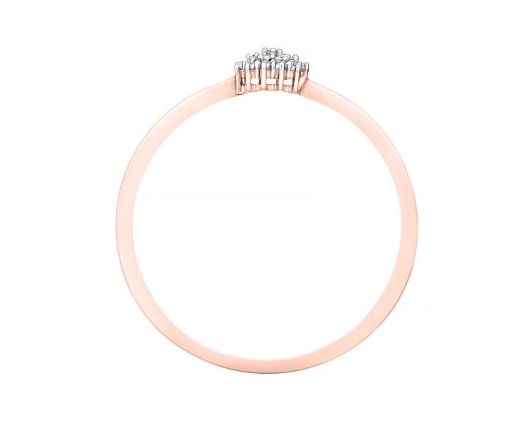 Prsten z růžového zlata s diamanty 0,03 ct - ryzost 585