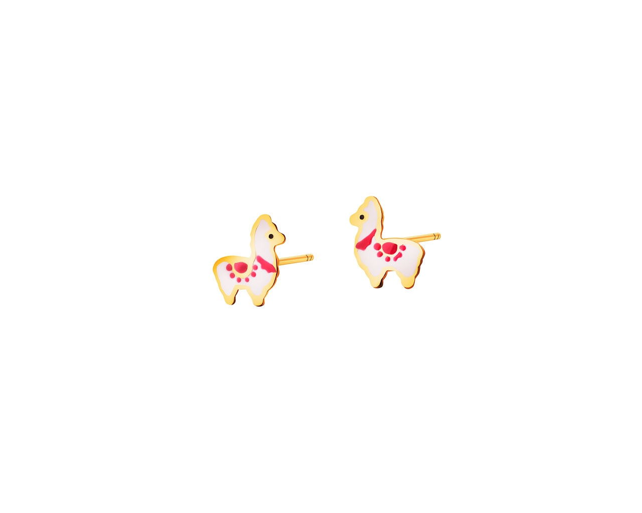 Złote kolczyki z emalią - alpaki