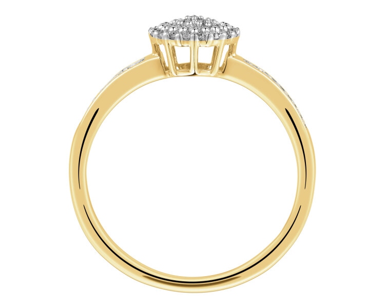 Yellow gold ring with diamonds - 0,15 ct - fineness 14 K