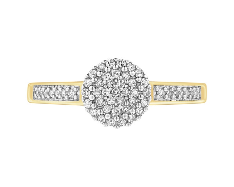 Yellow gold ring with diamonds - 0,15 ct - fineness 14 K