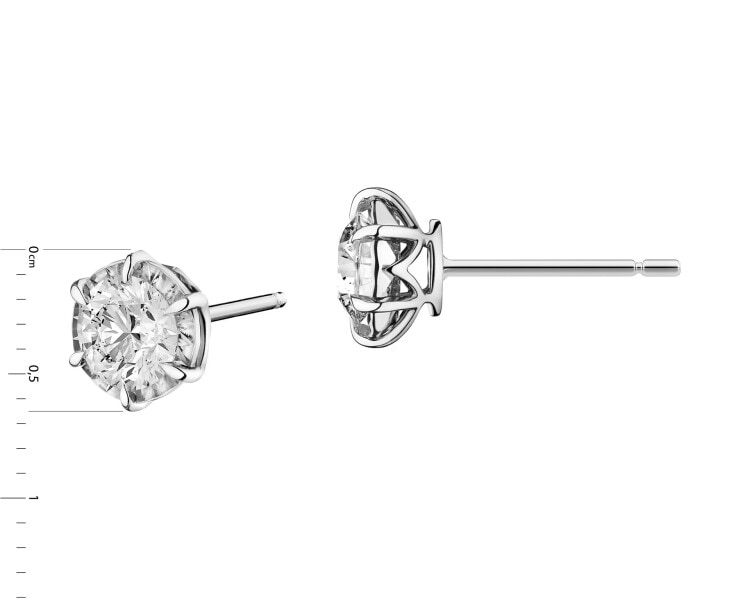 White gold earrings with brilliants - 1,00 ct - fineness 14 K