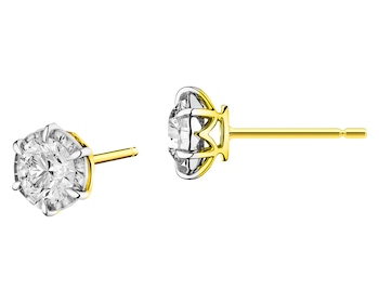 White gold earrings with brilliants 1 ct - fineness 14 K