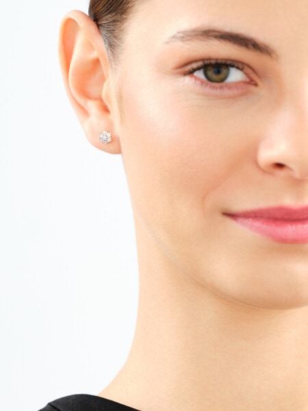 Kolczyki z żółtego  złota z diamentami - 0,04 ct - próba 375