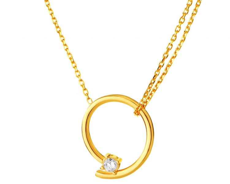 Pozlacený stříbrný náhrdelník se zirkonem - kroužek