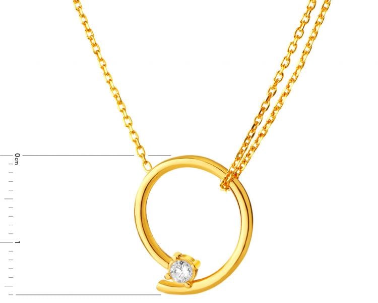 Pozlacený stříbrný náhrdelník se zirkonem - kroužek
