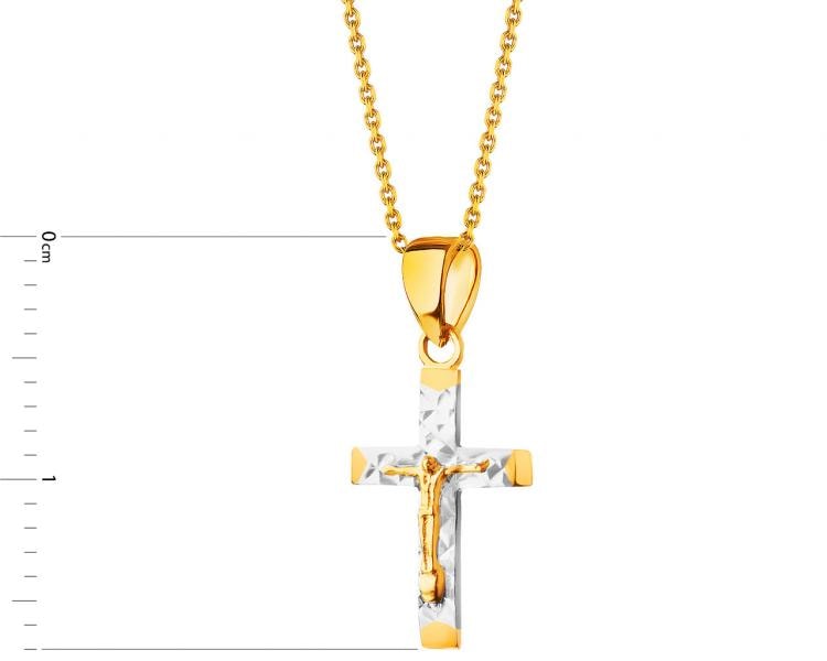 Złota zawieszka - krzyż z wizerunkiem Chrystusa