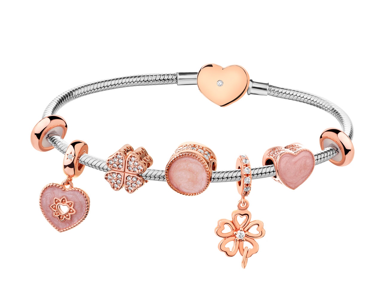 Bransoletka beads - zestaw - serce, koniczyna, kwiaty, mama