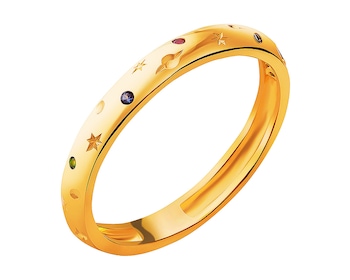 Złoty pierścionek z cyrkoniami - gwiazdy, planeta