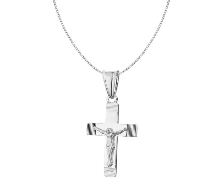Krzyż - zawieszka srebrna i łańcuszek - komplet