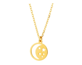 Pozlacený stříbrný náhrdelník - půlměsíc, hvězdy