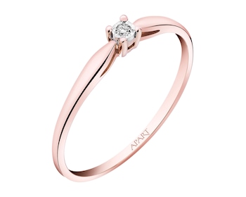 375 Pink Gold And Rhodium-Plated White Gold Ring with Diamond - 0,01 ct - fineness 375