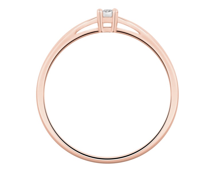 375 Pink Gold And Rhodium-Plated White Gold Ring with Diamond - 0,01 ct - fineness 375