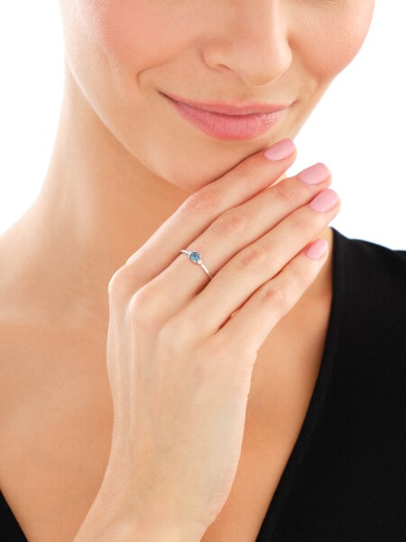 9 K Rhodium-Plated White Gold Ring - fineness 9 K