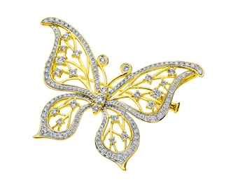 Zlatá brož - přívěsek s brilianty - motýl 1,35 ct - ryzost 750