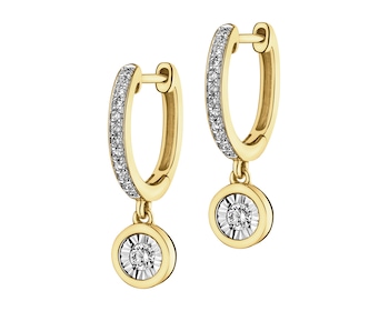 Náušnice ze žlutého a bílého zlata s diamanty - 0,19 ct - ryzost 585