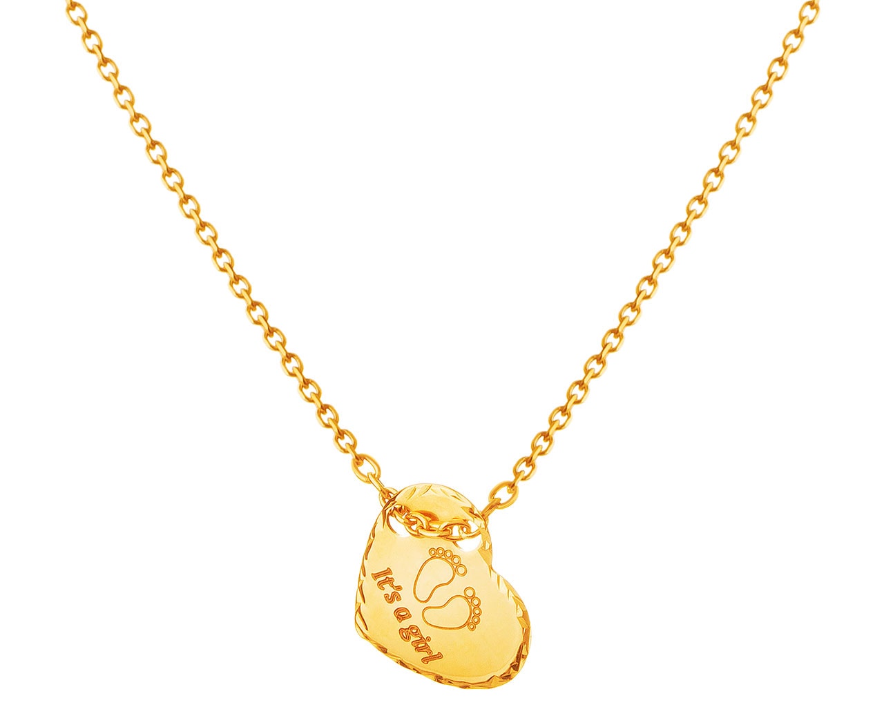 Zlatý náhrdelník, anker - srdce, chodidla, It's a girl