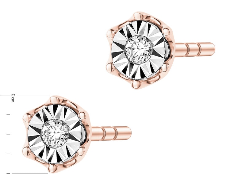 375 Pink Gold And Rhodium-Plated White Gold Earrings with Diamonds - 0,02 ct - fineness 375